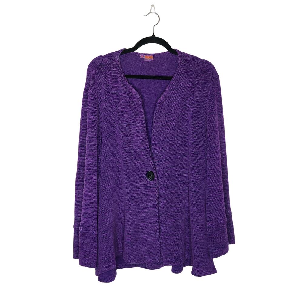 Tianello Gravel Knit Lando Purple Cardigan Sweater Jacket Medium Artsy Lagenlook